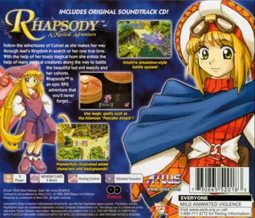 Rhapsody - A Musical Adventure (US) box cover back